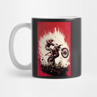 Dirt Bike With Red and Black Paint Splash Design Mug